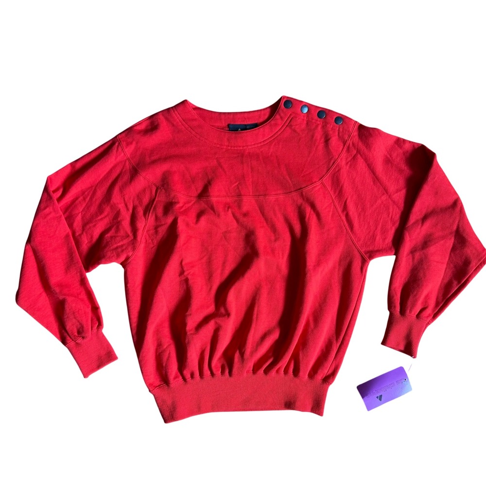 Deadstock NWT Vintage Liz Claiborne Red Snap Detail Sweatshirt Women's